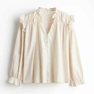 H&M Women's Linen Blend Ruffled Blouse Size S